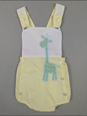 Little English Giraffe Sunsuit Bubble Romper Yellow Baby Boy Girl Size 12M